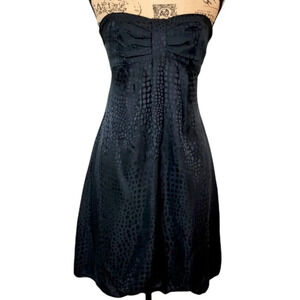 White House Black Market Womens Silk Blouson Mini Strapless Dress Size 0 Black